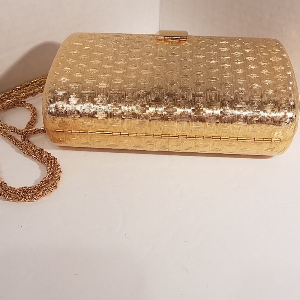 Saks Fifth Ave. Gold Metal Purse Made in Italy - Picture 4 of 8